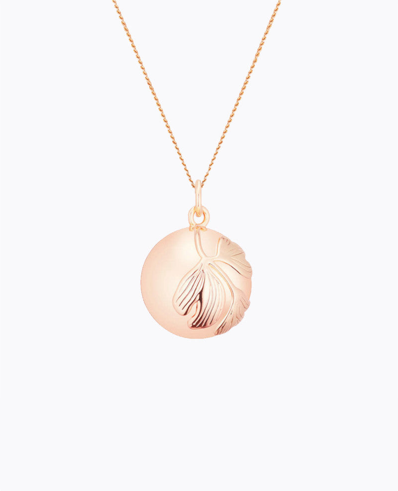 Bola GINKGO sur chaine finition or rose