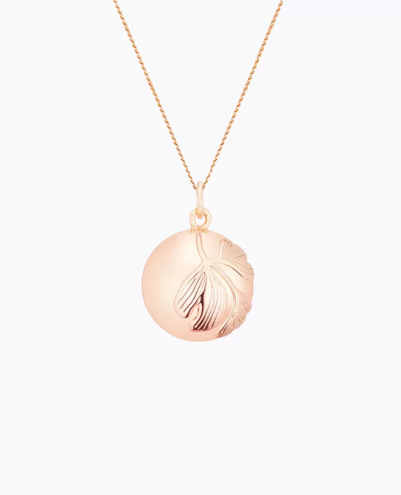 Bola GINKGO sur chaine finition or rose