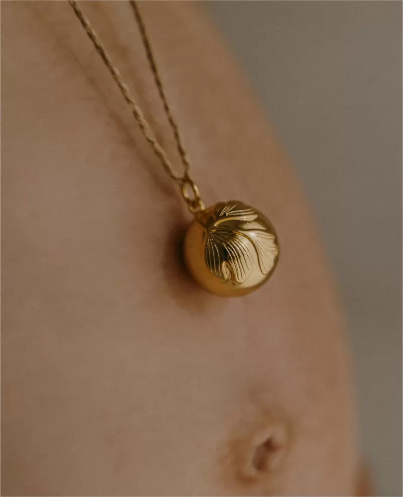 Bola GINKGO sur chaine finition or rose
